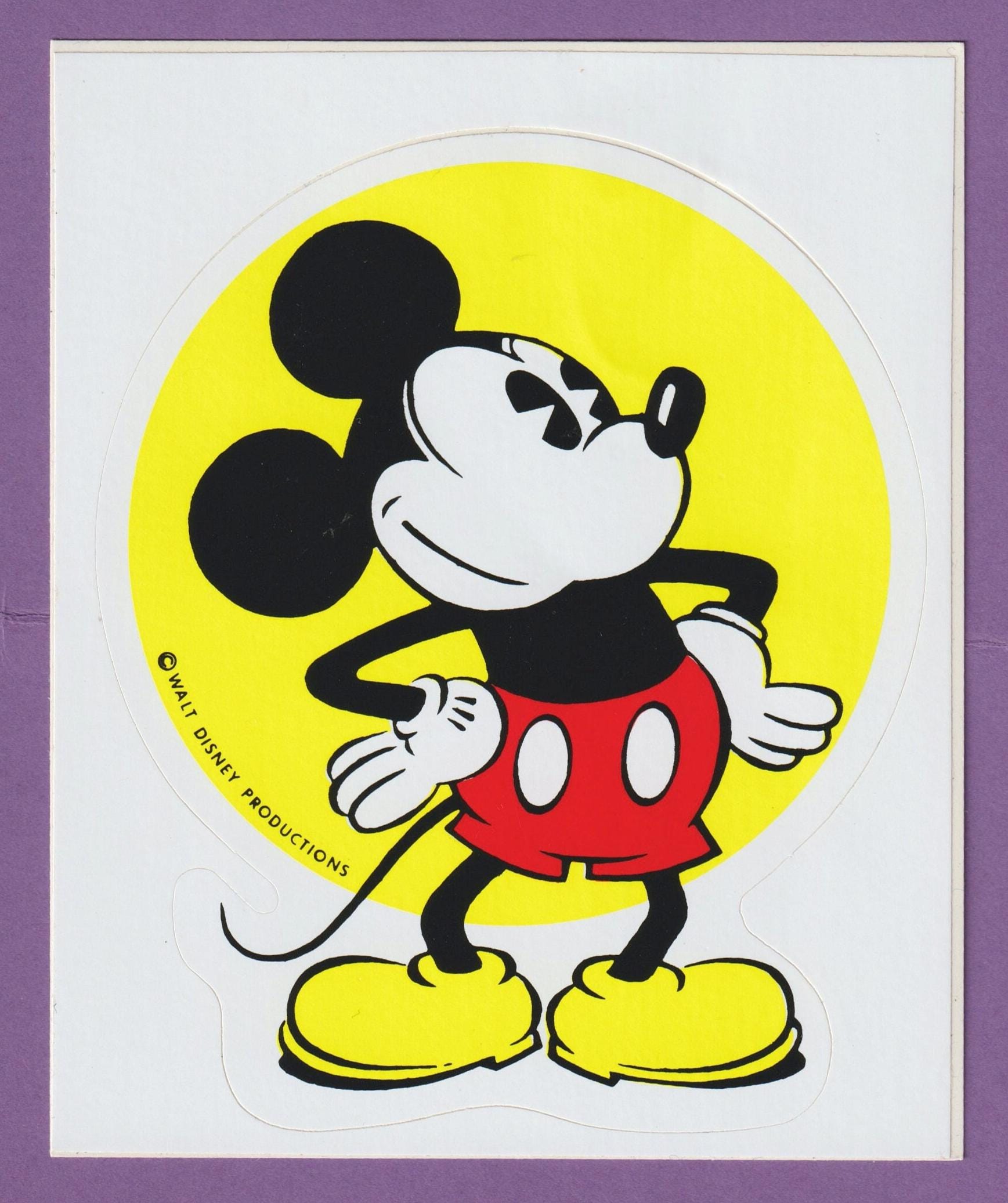Vintage LARGE 1970 Walt Disney World Souvenir Sticker Mickey Mouse