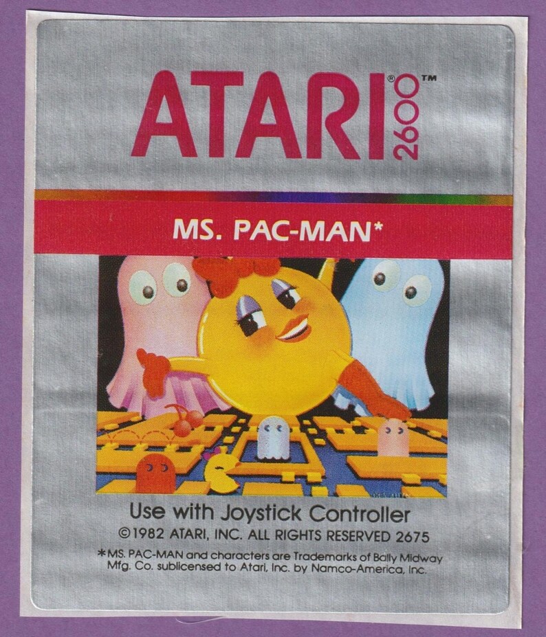 Vintage 1980s Ms. Pac Man ATARI Sticker - Etsy