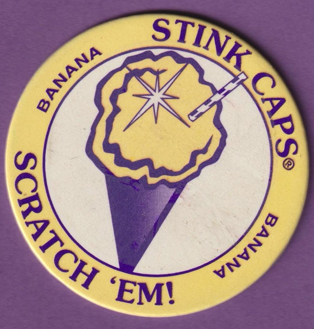 Vintage STINK CAPS Scratch & Sniff POG Banana