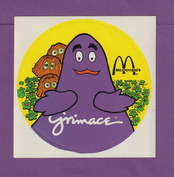 Vintage LARGE 1980s Mcdonalds Sticker GRIMACE - Etsy