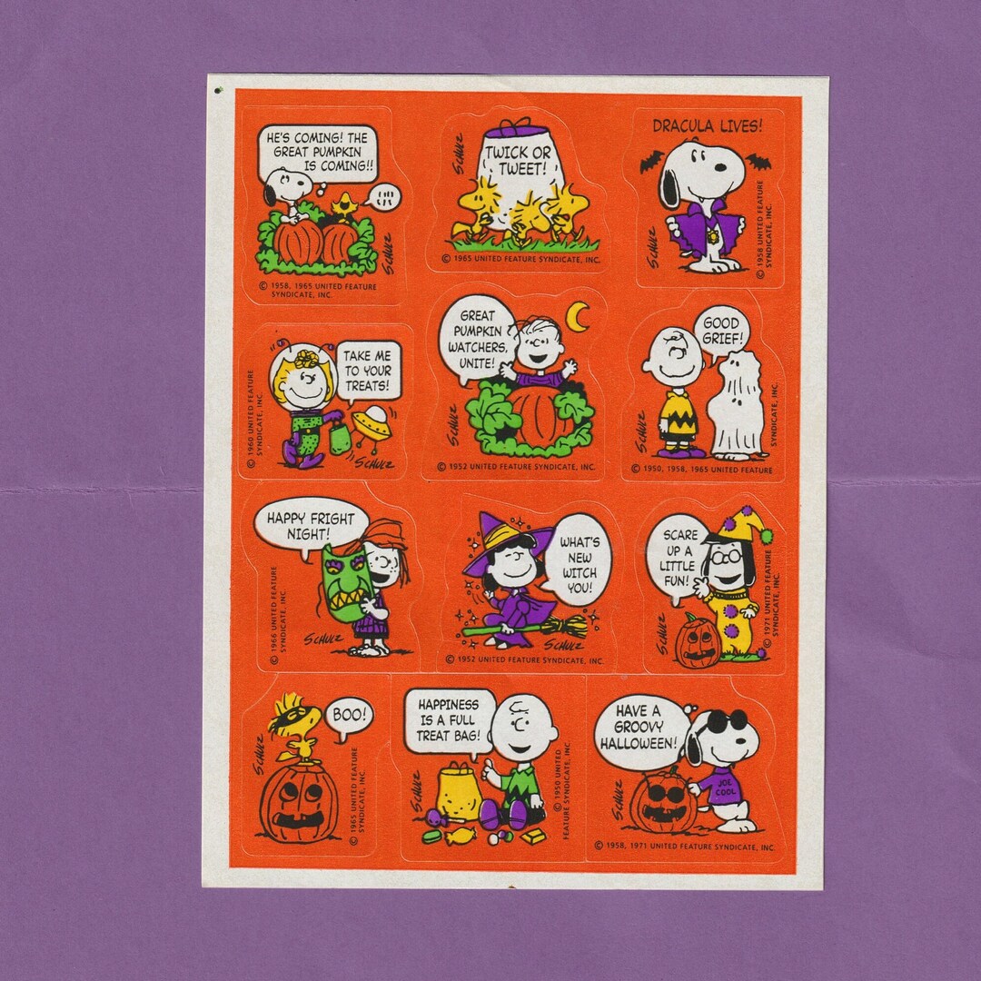 Vintage Peanuts Halloween Sticker Sheet Etsy