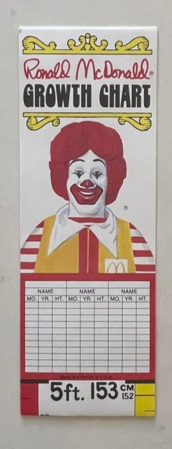 1984年　GrowthChart 成長シートマクドナルドランド Vintage Mcdonalds 1981 Ronald Mcdonald Growth Chart MINT - Etsy