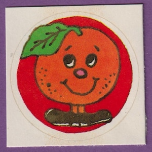 Sticker PAPER ART vintage des années 1980 à gratter et à renifler ORANGE