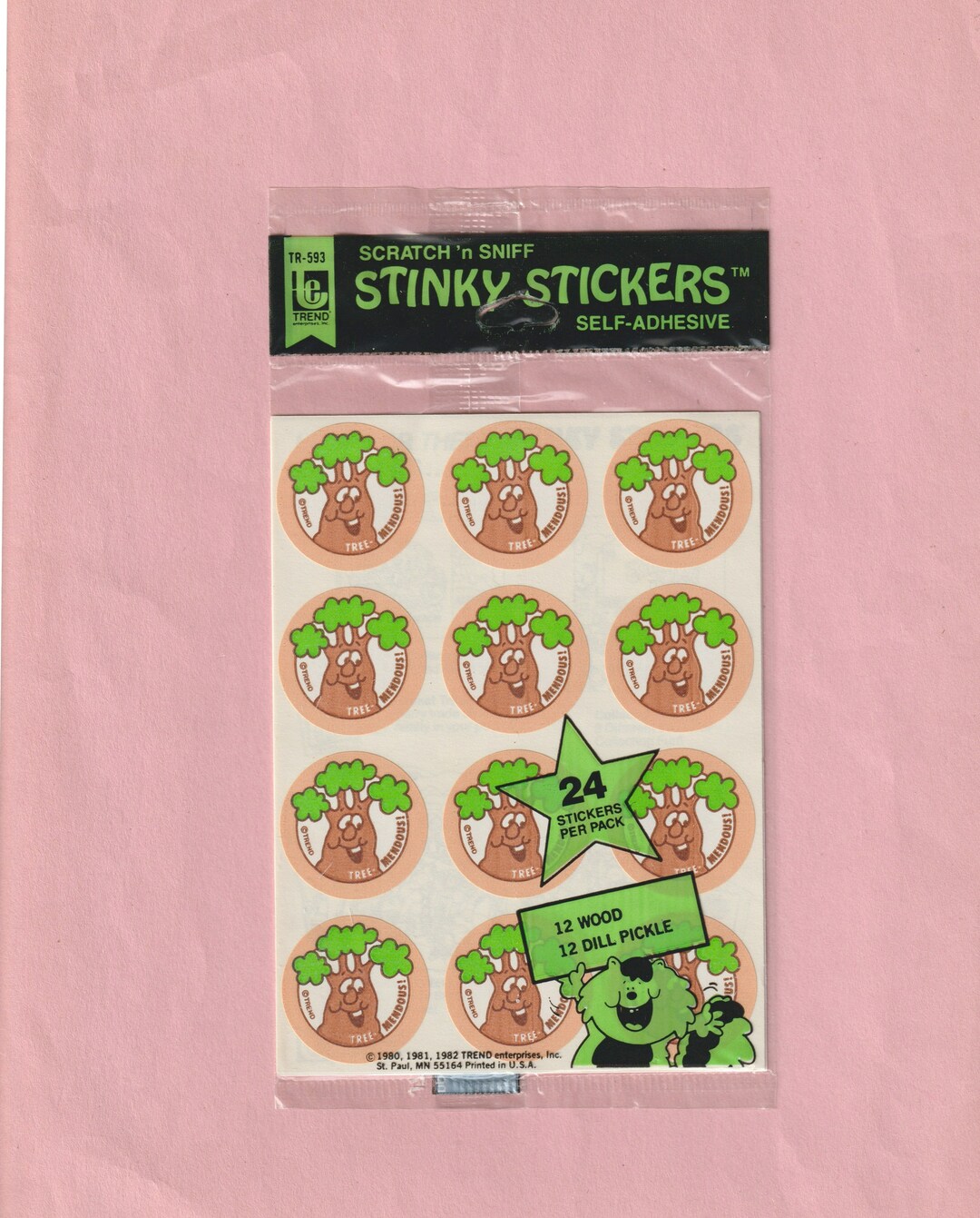 Vintage Trend Matte Scratch & Sniff Stinky Stickers Trees and Pickles