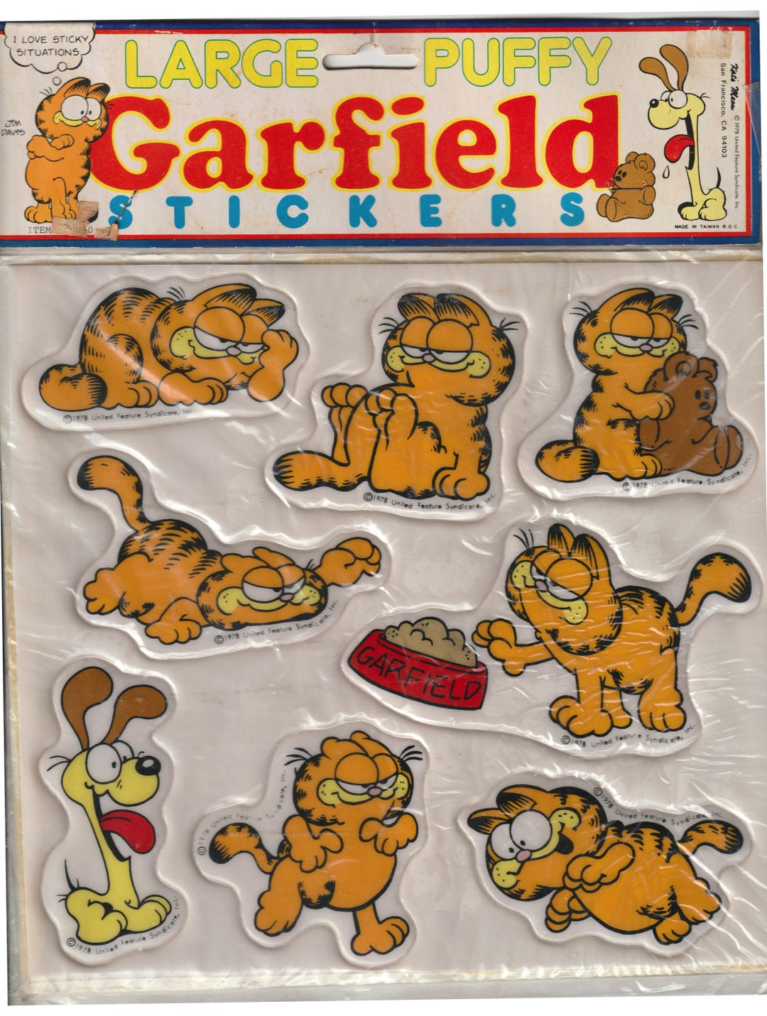 Vintage 1980s Large GARFIELD PUFFY Stickers - Etsy