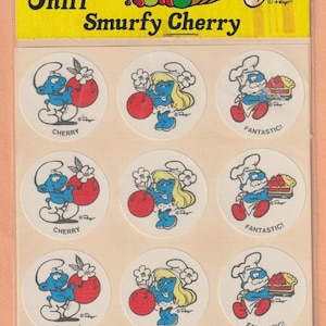Naklejki do zdrapywania i wąchania Vintage Smurf Smurfy CHERRY