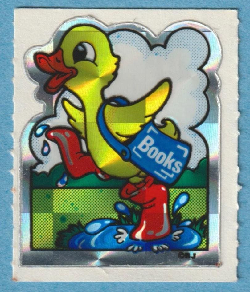 Vintage 1980s BJ  Prism Sticker Duck Books