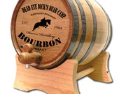 20 Liter Personalized Oak Whiskey Barrel- American White Oak Barrel-Charred Barrel- Black Hoop- Steel Hoop Custom Oak Barrel