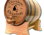 20 Liter Personalized Oak Whiskey Barrel- American White Oak Barrel-Charred Barrel- Black Hoop- Steel Hoop Custom Oak Barrel