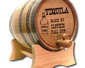 10 Liter Barrel- Tequila Barrel- Whiskey Barrel- Engraved American White Oak Barrel- Tequila Clothes Fall Off- Age Your Own