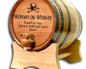 10 Liter Whiskey Barrel- Engraved American White Oak Whiskey Barrel- Women or Whiskey- Whiskey Dispenser-Distillery Barrel