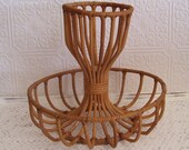 Vintage Rattan fruit bowl holder Planter Retro Home Decor Mid Century Tiki Bar BOHO Bamboo Tableware Candleholder Centerpiece