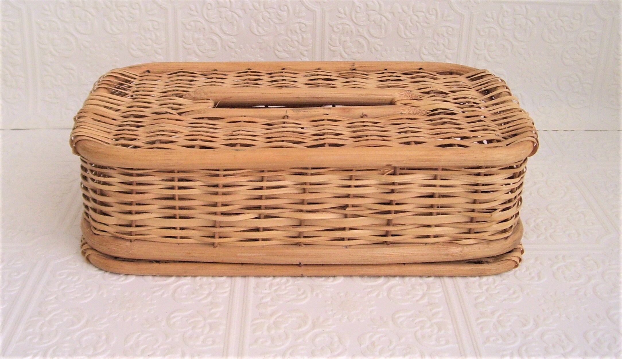 Vintage wicker Rattan Kleenex holder Tissue holder Box Home Etsy