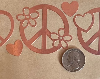 PEACE and LOVE Copper Foil Overlays for Stained Glass and Fusing - GREAT Value!