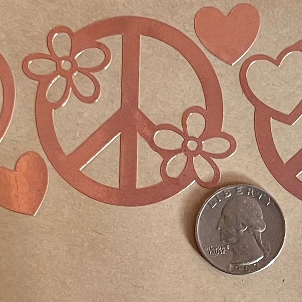 PEACE and LOVE Copper Foil Overlays for Stained Glass and Fusing - GREAT Value!