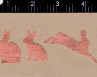 Four (4) Rabbits (Rbbt1) Copper Foil Overlay for Stained Glass and Fusing