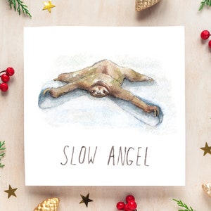 Slow Angel - Sloth Christmas Card