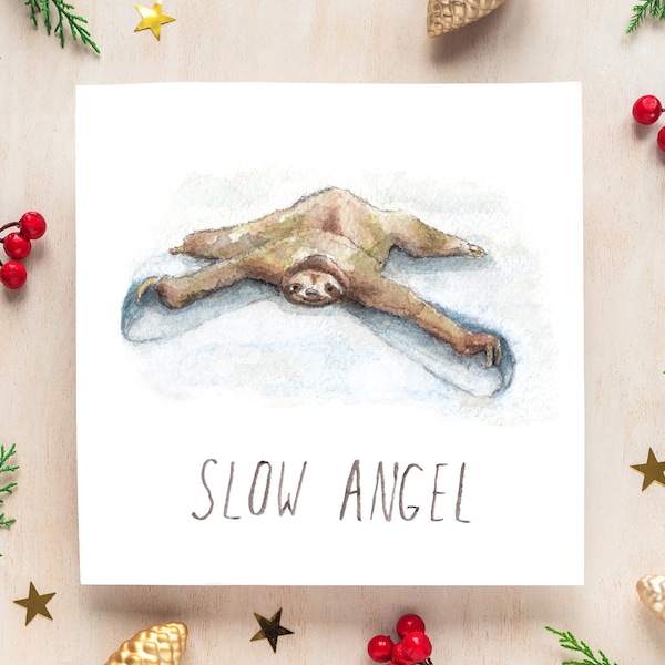 Slow Angel - Sloth Christmas Card