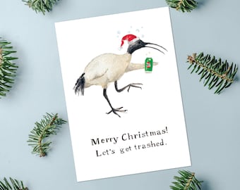Funny Bin Chicken Christmas Card - "Let's Get Trashed"