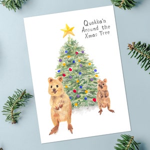 Carte de Noël Quokka - « Quokka'n Around the Christmas Tree »