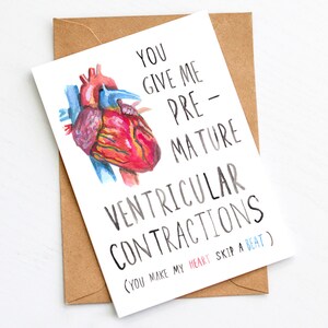 Tarjeta médica divertida de San Valentín: me provocas contracciones ventriculares prematuras