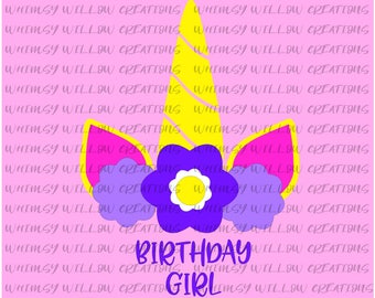 UNICORN BIRTHDAY GIRL archivo digital svg dxf eps pdf y png para Silhouette Came y Cricut