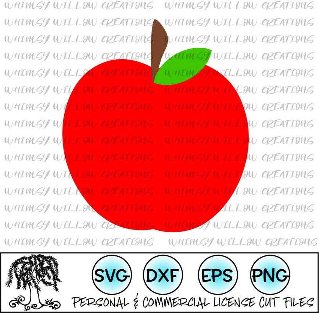 Apple SVG Digital Cut Files for Cricut or Cameo Cutting Machines Back ...