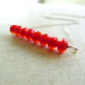 Root Chakra Bar Necklace, Red Beaded Gemstone Bar Necklace, Minimalist Bar Necklace, Wire Wrapped Silver Bead Necklace, Beaded Choker