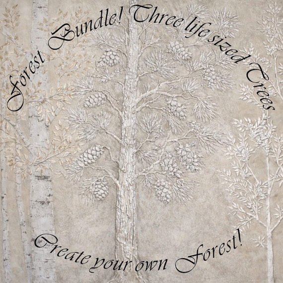 Forest Collection Stencil: Aspen, Pine, Sapling Tree Bundle