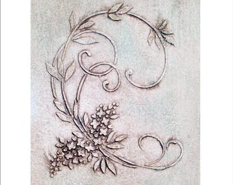Wall Stencil Lilac Fleur (PL M) Stencils for Walls, Lilac Stencil, Plaster Stencil