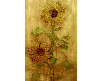 Wall Stencil Freestyle Sunflowers (PL-L) – Plaster Stencil, Furniture Stencil, Stencils for Walls
