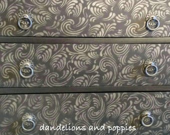 Wall Stencil Swirls Wallpaper (PL-L) – Plaster Stencil, Furniture Stencil, Stencils for Walls