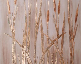 Wall Stencil Freestyle Cattails (PL-L) – Plaster Stencil, Furniture Stencil, Stencils for Walls