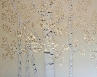 Wall Stencil Life-Sized Aspen Tree Set (PL-L) | Large Plaster Stencil for Raised Wall Art & Nature Murals