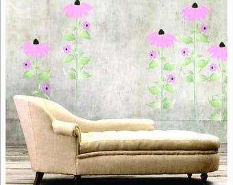 Wall Stencil Large Coneflower (PA-L) – Flower Wall Stencil, Large Stencil for Walls, Paint Stencils for Fences