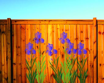 Wall Stencil Very Large Iris Set (PA-L&M) Large Flower Stencil, Painting Stencil, Fence Stencil, Stencils for Walls