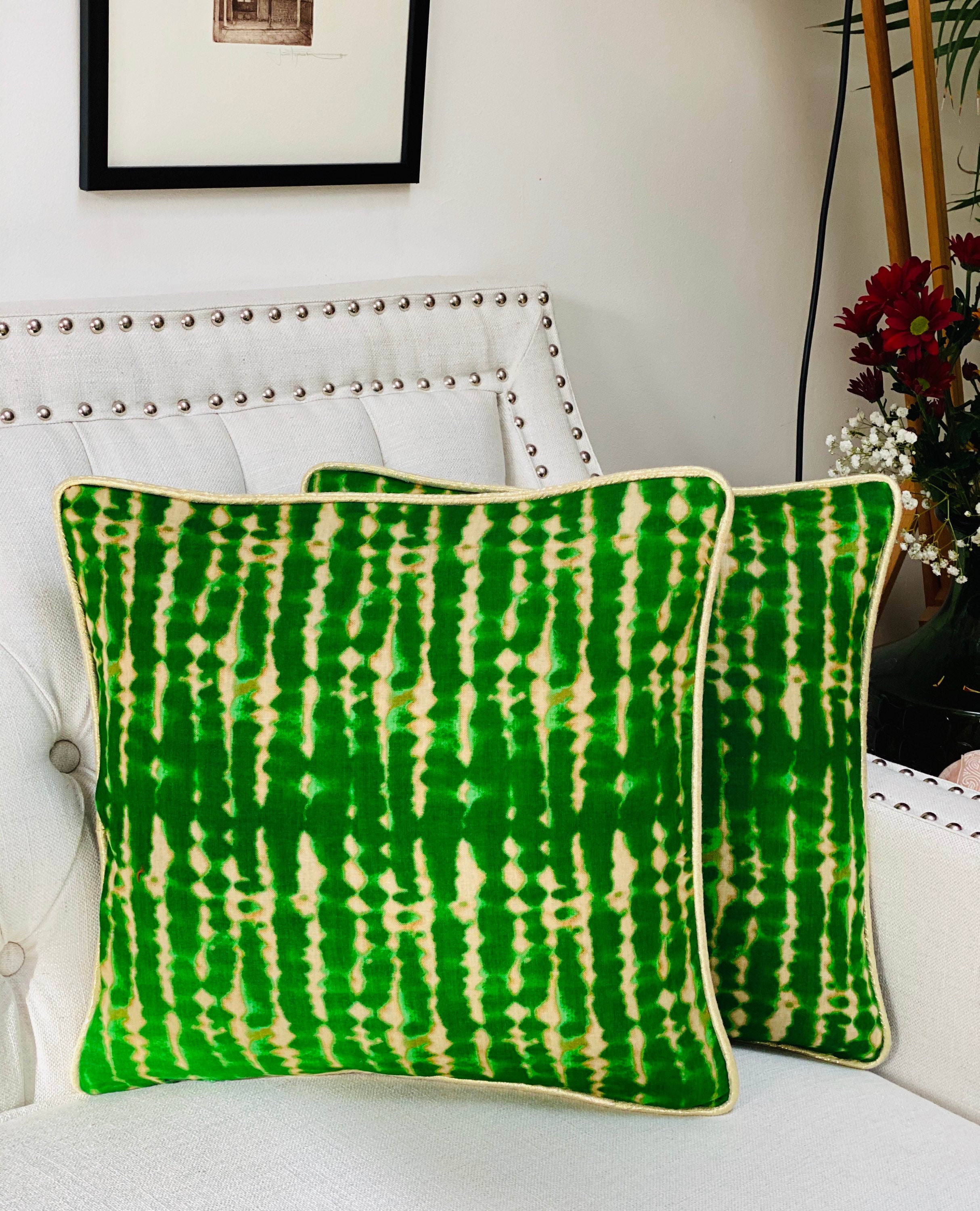 Bright Green Tie & Dye Cushion Cover Etsy UK