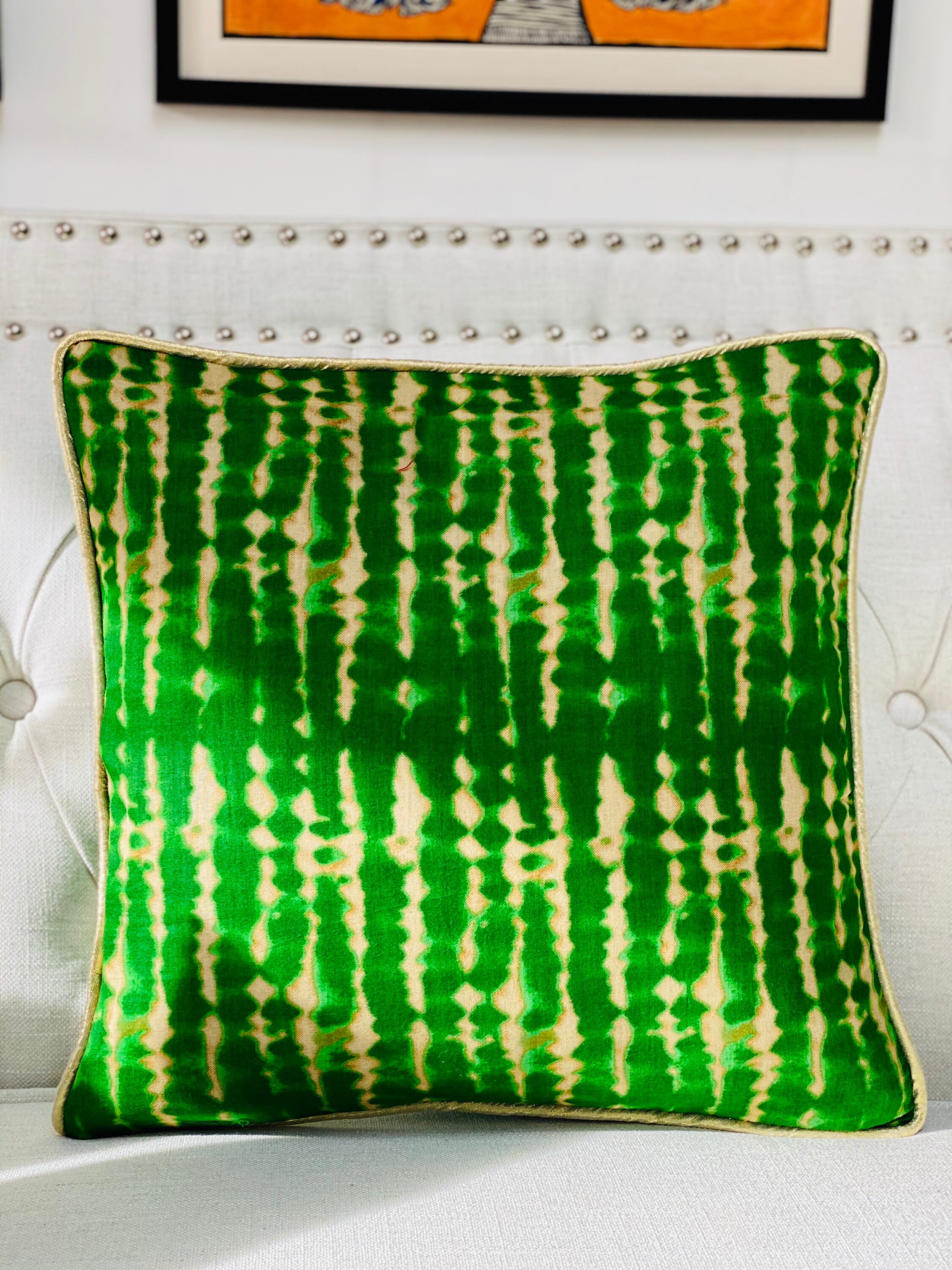 Bright Green Tie & Dye Cushion Cover Etsy UK