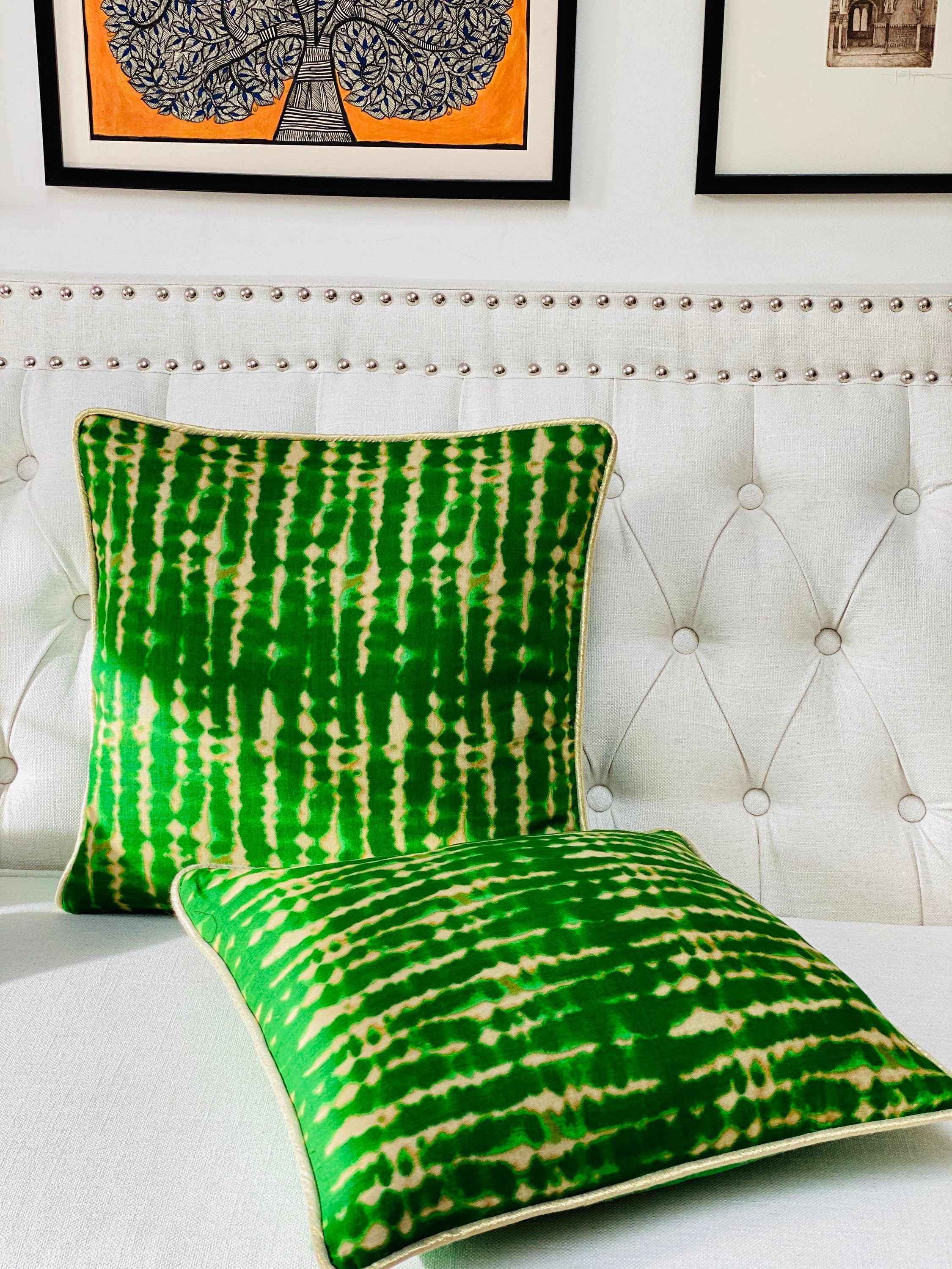Bright Green Tie & Dye Cushion Cover Etsy UK