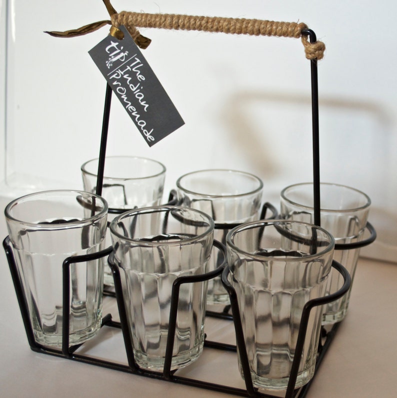 Set of 6 Indian Cutting Chai Glasses With Stand Etsy UK
