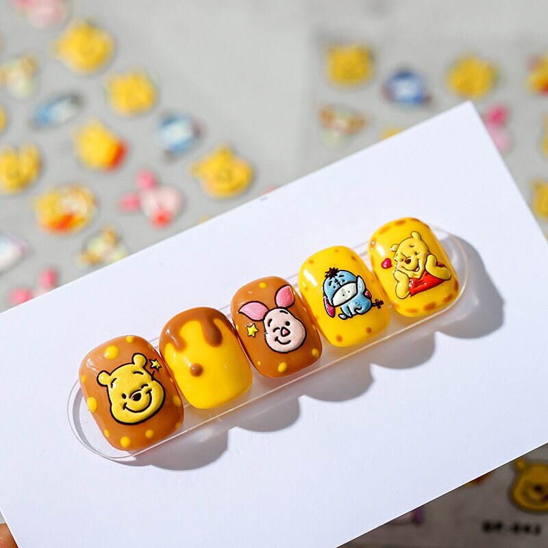 3D Cute Pooh Art Stickers Nail Decals - Etsy