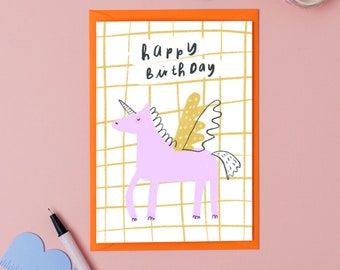 Unicorn Birthday Card for little girls