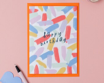 Tarjeta de cumpleaños tamaño A6, interior en blanco