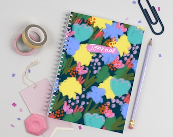 Diario cristiano floral: Cuaderno de estudio bíblico con líneas