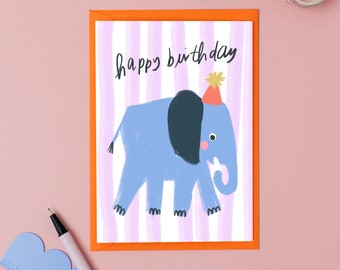 Tarjeta de cumpleaños infantil elefante