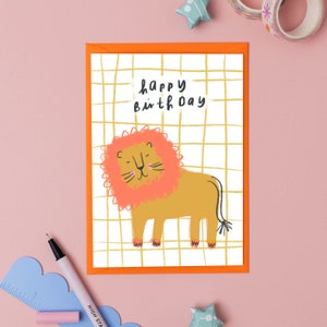 Carte d'anniversaire Lion pour enfants