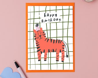 Happy Tiger Birthday Card