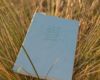 Cuaderno de cuero con versículos bíblicos - Cuaderno cristiano de cuero