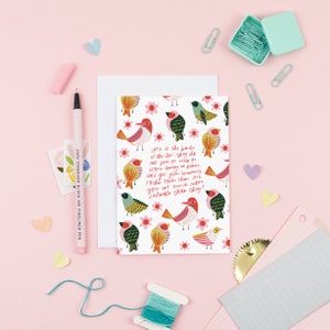Regardez les oiseaux - Carte d’encouragement chrétien - Carte de verset biblique