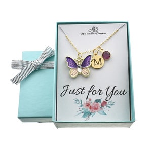 Personalized Butterfly Necklace. Little Girls Jewelry. Butterfly Gifts. Personalized Necklace. Custom Birthstone. Initial.